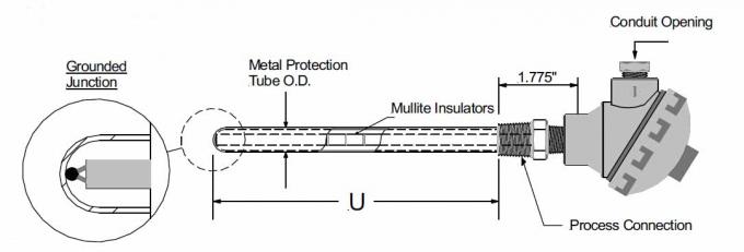 金属の保護管が付いている母材の熱電対RTDセンサーの熱電対アセンブリ