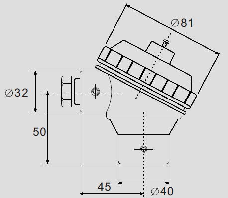 標準サイズ KNY の熱電対の関係の頭部、温度検出器の部品