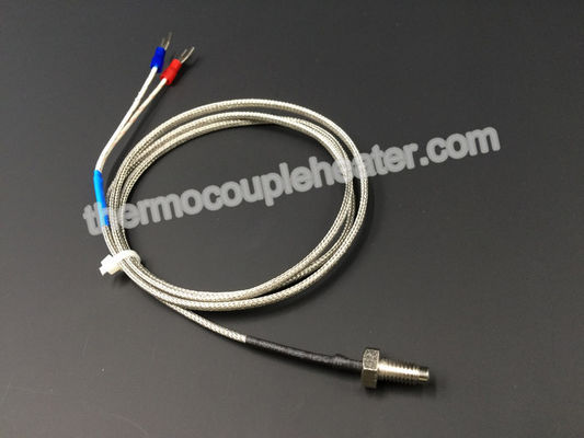 Type K M6 Screw Threaded Thermocouple Temperature Sensor , SS Braid Lead Wire