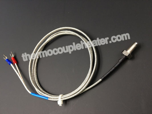 Type K M6 Screw Threaded Thermocouple Temperature Sensor , SS Braid Lead Wire