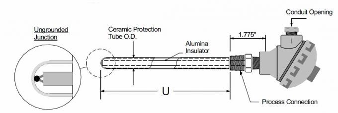 陶磁器の保護管の熱電対 RTD のプラチナ ノーベル金属の熱電対アセンブリ